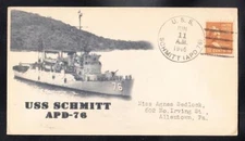 WWII High Speed Transport USS SCHMITT APD-76 1946 KSC Naval Cover B4558