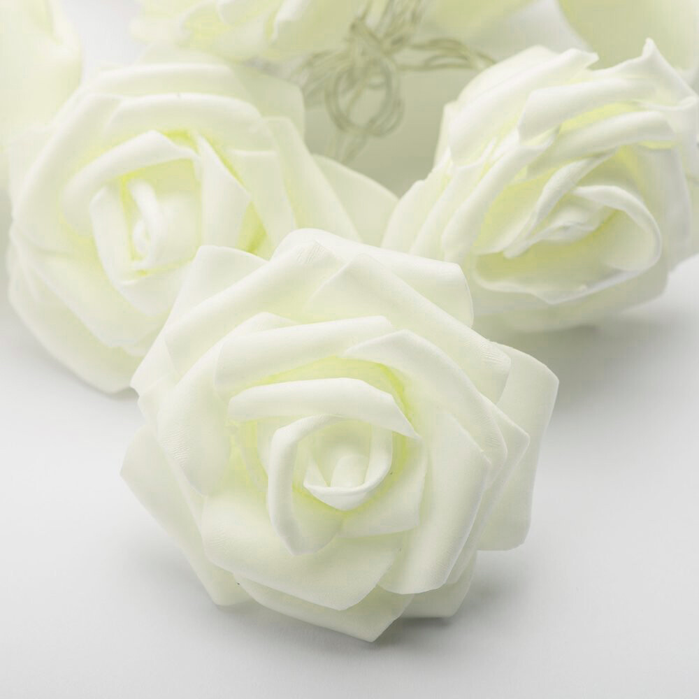 Red Rose Stem Flower Bunch 20 Bud Lights Table Centrepiece Battery Pwr 50cm high