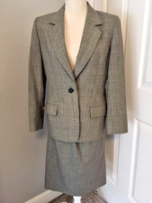 VINTAGE PENDLETON BLACK WHITE GLEN PLAID SKIRT-JACKET-BLAZER SUIT SET 8 PETITE