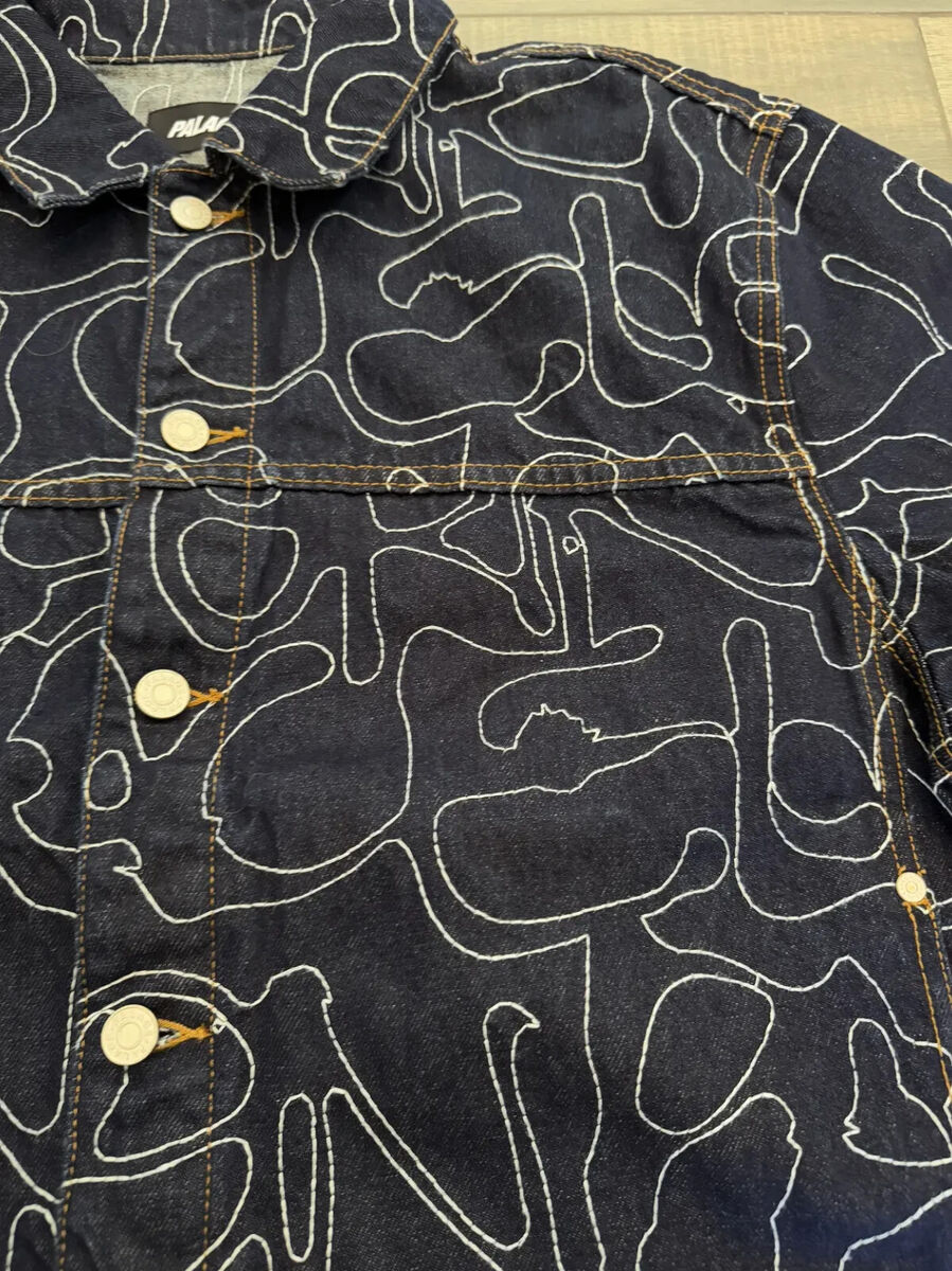 Size M - Palace Splat Denim Jacket Embroidered Indigo | eBay Size M - Palace Splat Denim Jacket Embroidered Indigo | eBay