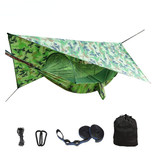 Outdoor Automatic Quick Open Mosquito Net Hammock Tent with Canopy Awning Set - Picture 1 of 43