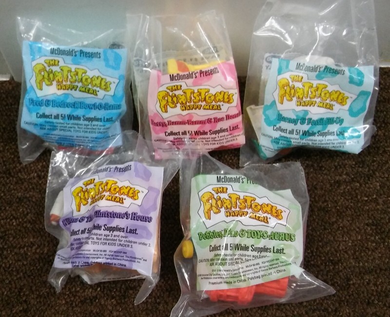 Vintage RARE McDonald’s 1993 Hanna-Barbera Flintstones Complete Set of 5 Toys