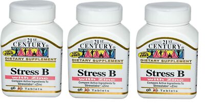 21st Century Stress B Vitamin B with Zinc 66 Tablets X 3 Packs