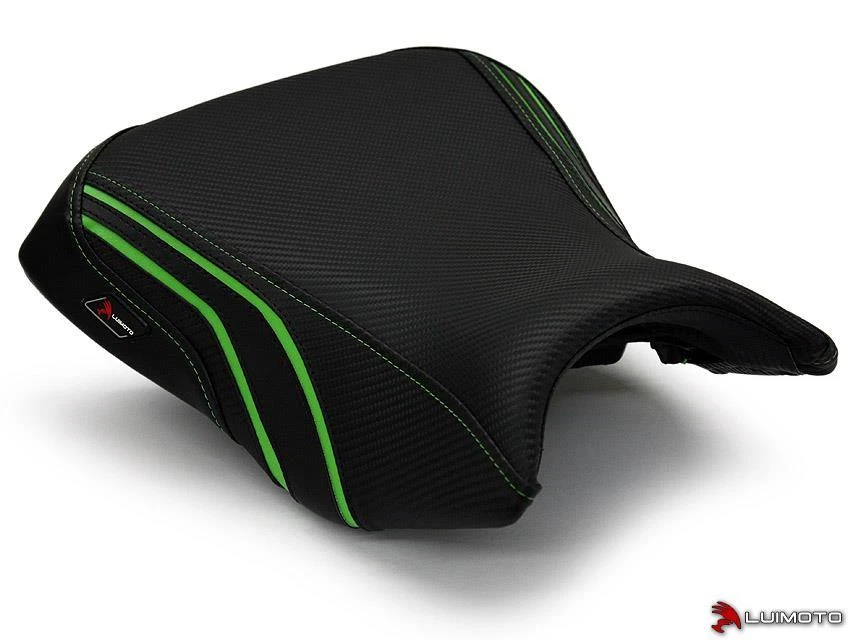 Fundas de asiento delanteras traseras Kawasaki Ninja 650R 2012-2015 2016 negras verdes Luimoto Foto 2 de 4