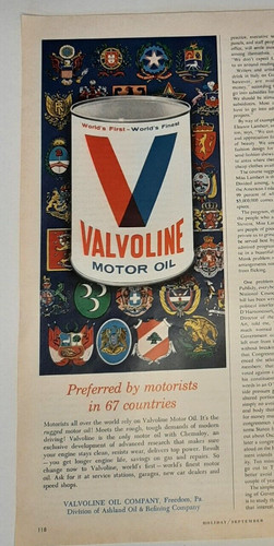 1965 Valvoline Vintage Print Ad Motor Oil Can Automobile Performance Freedom PA