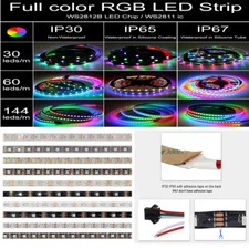 5V WS2812B RGB LED Strip Light Flexible 30/60/144LED pixels/leds/m Smart LED
