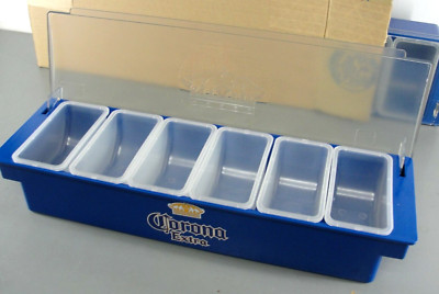 CORONA EXTRA BEER BAR TOP GARNISH FRUIT CONDIMENT 6 TRAY CADDY w/LID NEW NSF apv