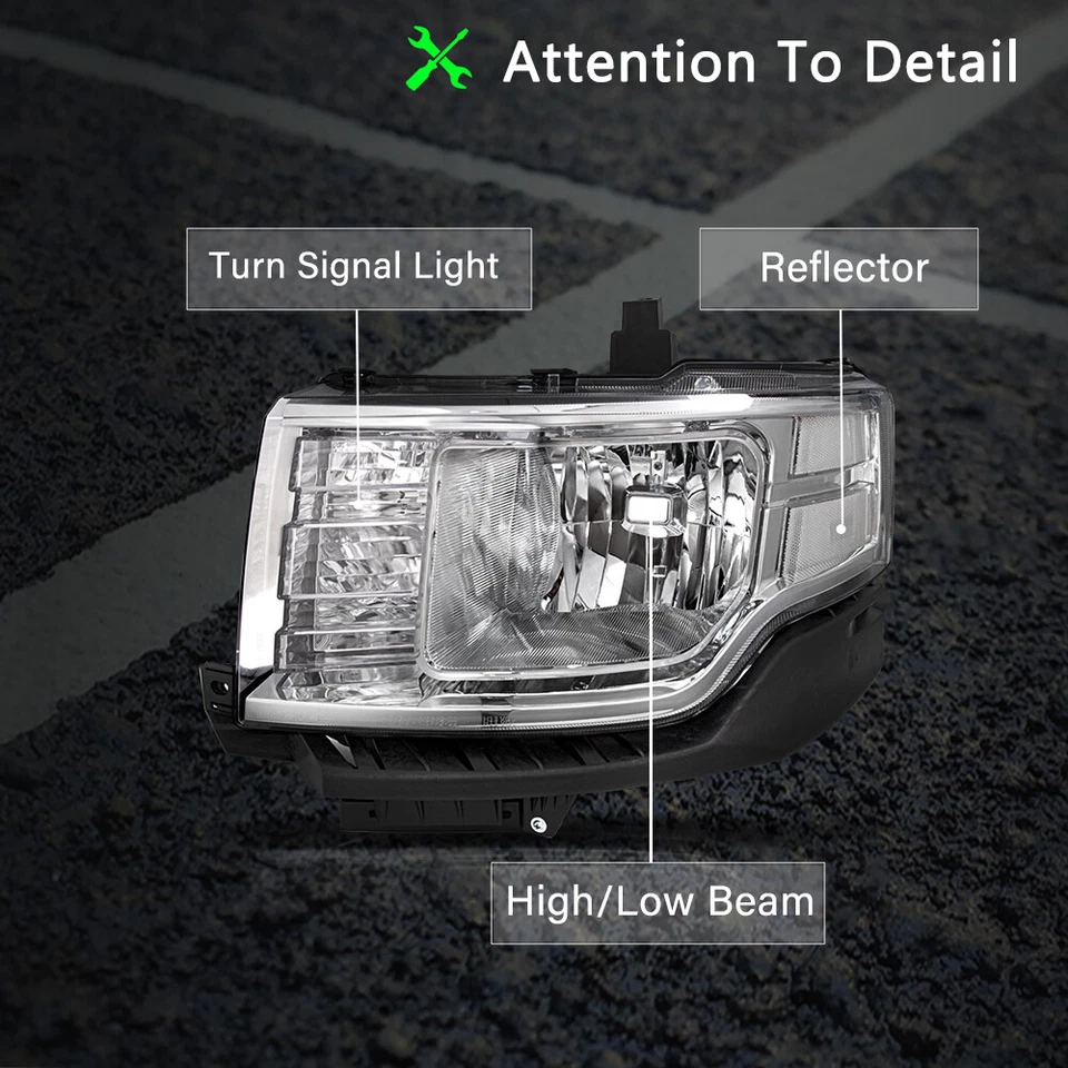 [Tipo halógeno] Juego de faros cromados para Ford Flex 2009 2010 2011 2012 Foto 4 de 4