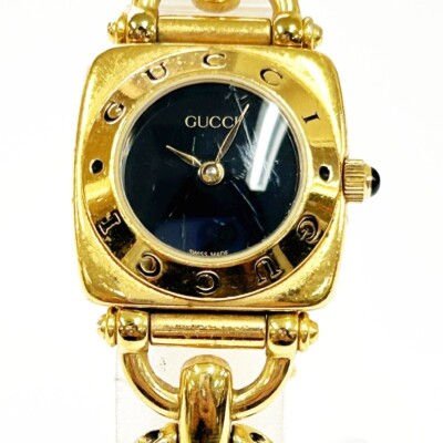 GUCCI 6400L Quartz Gold Swiss Made Black Dial Womens Watch GUCCI 6400L Quartz Gold Swiss Made Black Dial Womens Watch