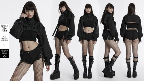 Punk Rave Women Black Gothic Punk Cool Stand Collar Short Jacket Casual Tops - Picture 14 of 22