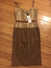 BNWT Dolce Gabbana D&G Dress Knee Length Gown Brown Beige Form Fitting 40 s