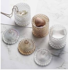 Glass Jars Bathroom Storage Organizer Qtip Holder Vanity Canister Jar with lid
