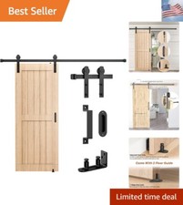 6.6FT Sliding Barn Door Hardware Kit Heavy Duty with Door Hook, Adjustable Fl...