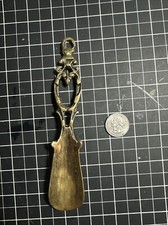 Vintage Brass Shoe Horn 1950s Brass Made Wall Hanging European Stylish Shoe Rare