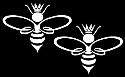 Queen Bee Two Pack 5'' White Vinyl Decals Car Truck Windows Tumblers Tablet