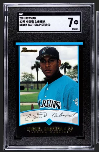 SGC 7 2001 Bowman Chrome #259 Miguel Cabrera DENNY BAUTISTA PICTURED! ERROR! MT