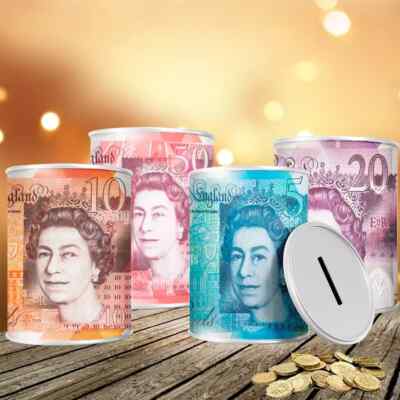 Money Safe £5 £10 £20 £50 Note Design Money Box Tin - Kids Piggy Bank Cash Saving Box Pound Note Design Money Tin Kids Piggy Bank Cash Saver - Foto 9