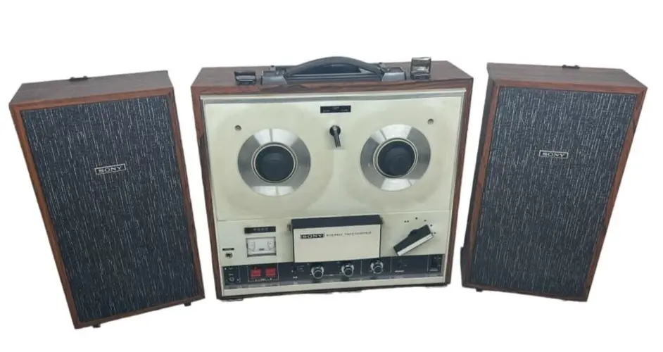 Vintage Sony TC-252W Reel to Reel Tape Recorder & SPEAKERS