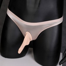 Mens Silky Penis Sheath Pouch Briefs G-String Underwear Low Waist T-back Panties