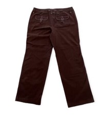 NWOT Faded Glory Utility Pants Stretch Relaxed Fit Wide Leg Dark Brown Womens 16