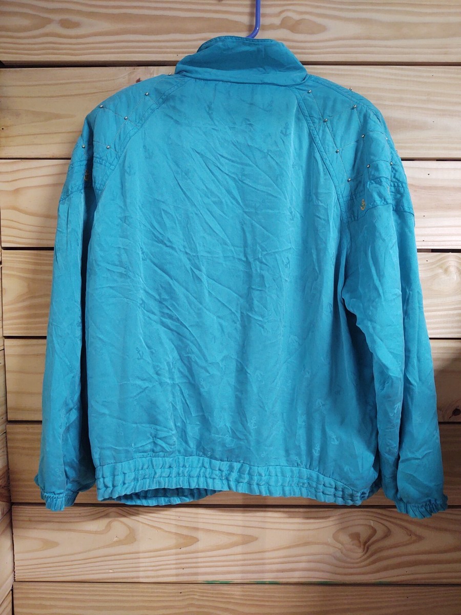 Vintage Mureli Jacket - 100% Silk - Blue w/Gold Accents - Zip