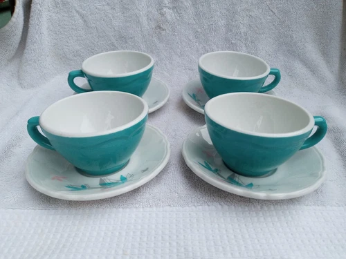 Shenango China Resaurant Ware Set of Four (4) Cups and Saucers