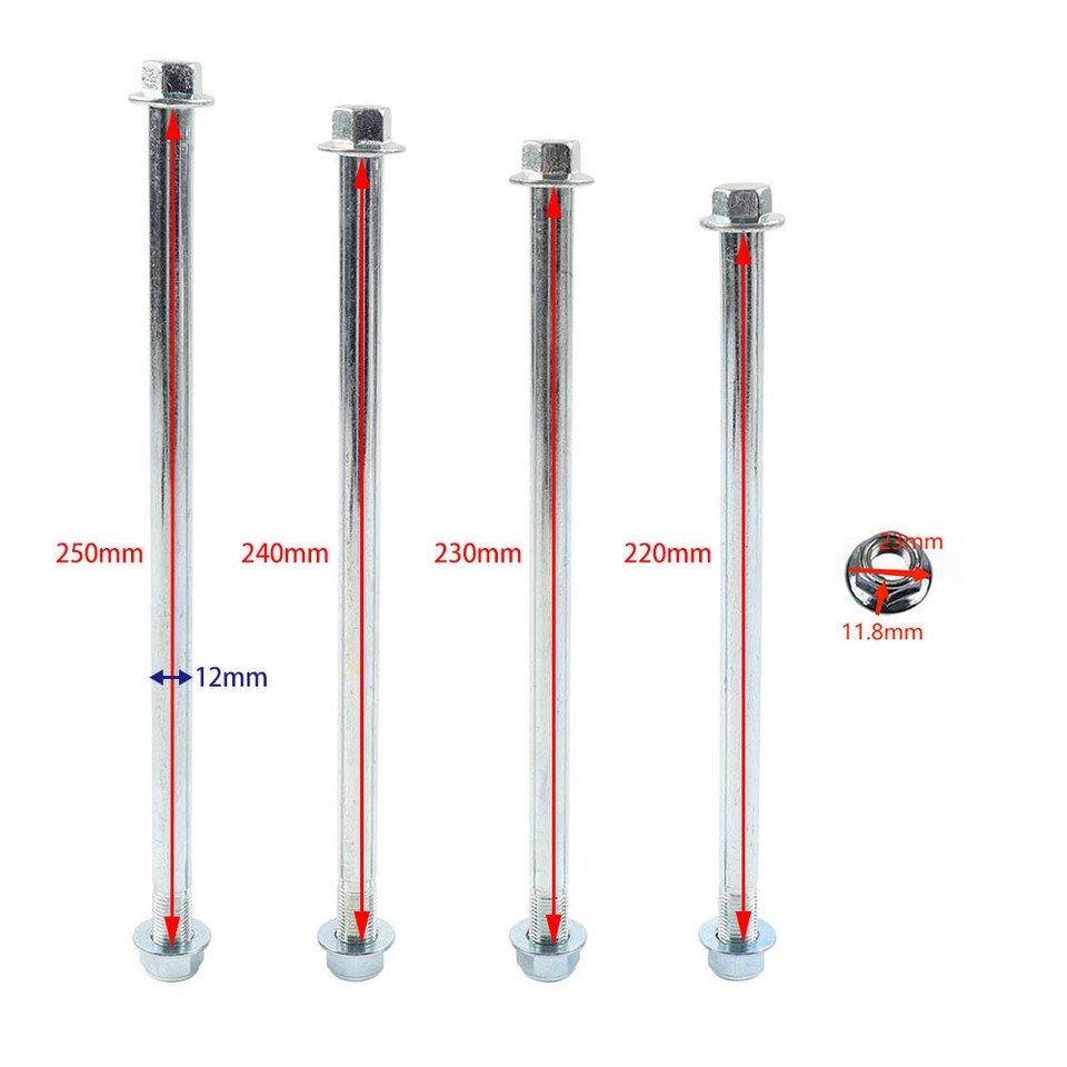 For Pit Dirt Bike ATV 1x 12mm Front Silver Rear Wheel Hub Axle Shaft