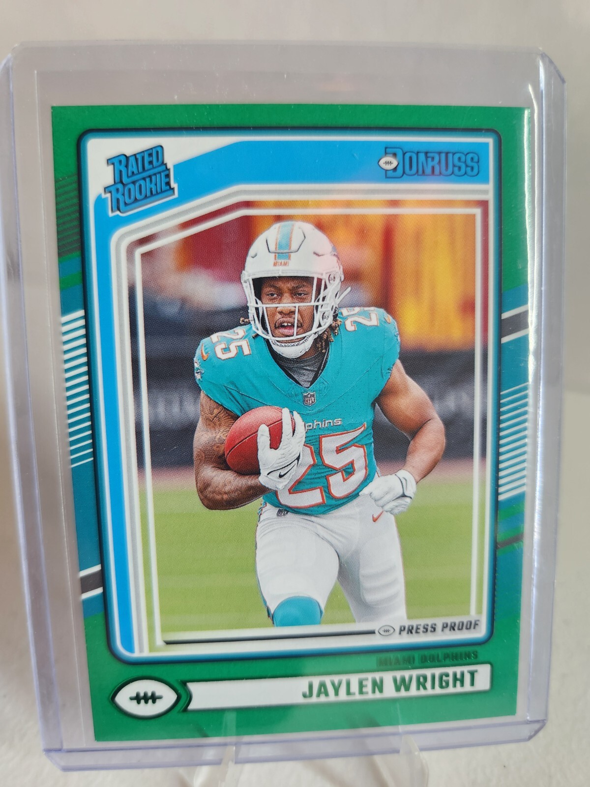 Jaylen Wright Green Press Proof Rated Rookie RC 2024 Donruss Card #344 🏈