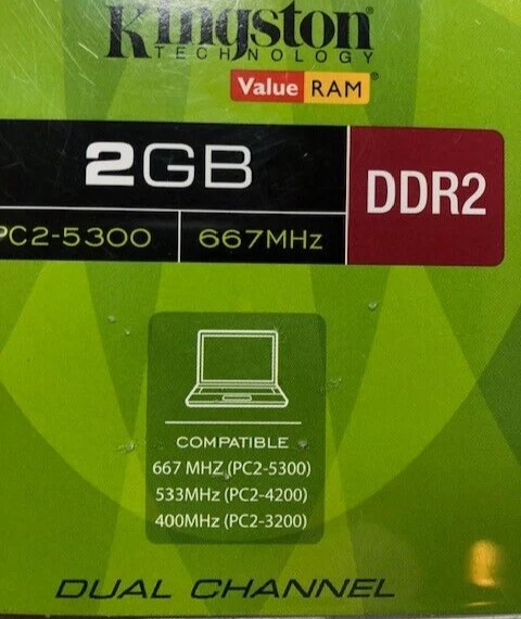 New Kingston 2GB DDR2 PC2-5300 667MHz Notebook Memory Sticks Cards Dual Channel - Image 3 of 4