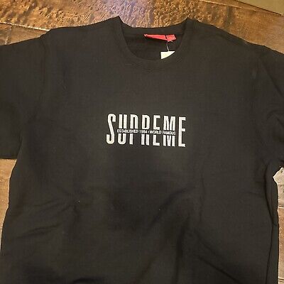 New Supreme World Famous Crewneck Black Extra LARGE FW18 New Supreme World Famous Crewneck Black Extra LARGE FW18