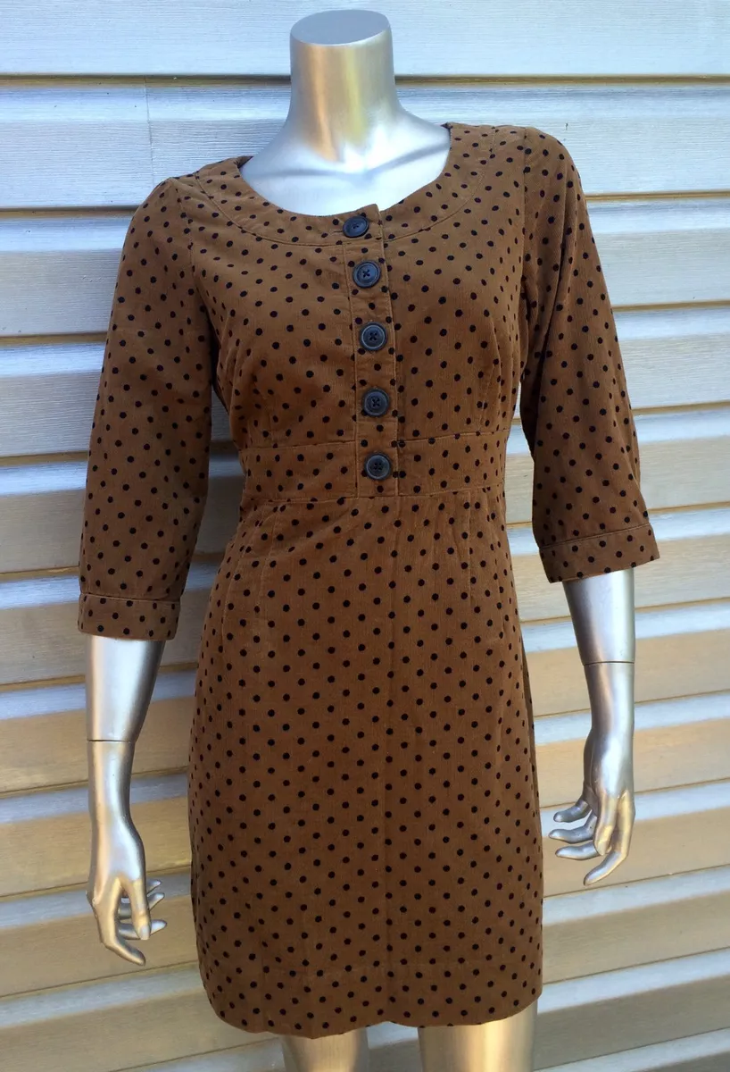 BODEN Brown Polka Dot Corduroy Dress eBay