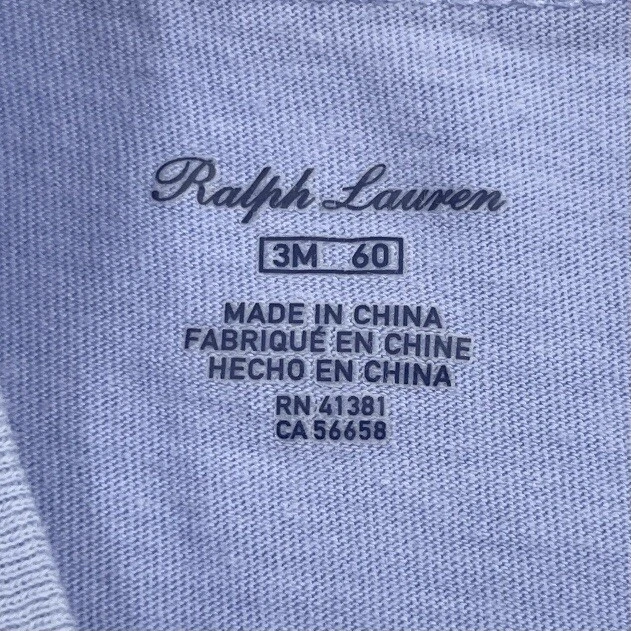 Ralph Lauren Short Sleeve T-Shirt Infant Size 3 Months Light Blue w/ Orange Logo - Image 4 of 4