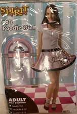 Spirit 50s Poodle Girl Adult Medium Halloween Costume Dress Belt Scarf - New