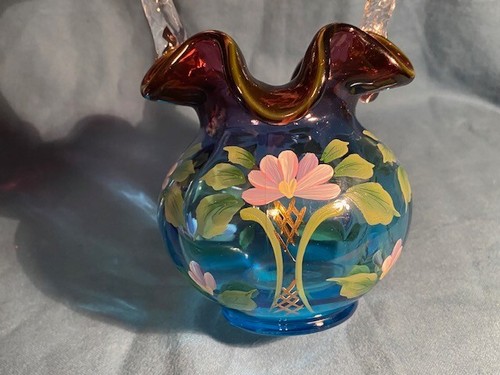 Fenton 2003 Mulberry Basket 3284 M5 1539/1950 B. Huggins hand painted +UV Glow - Picture 11 of 17
