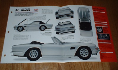 1969 Ac 428 Original Imp Brochure 69 66-73 Shelby 428 Specs Info Shelby Cobra