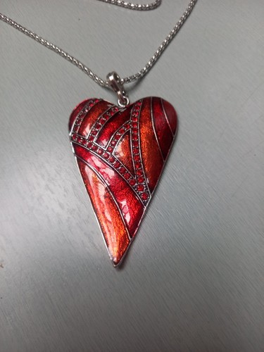 Pendentif Triangulaire En Grès émaillé Noir Et Rouge - Fait Main, Neuf Sans Emballage