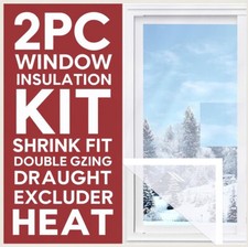 2pc Window Insulation Kit Shrink Fit Double Glazing Film Draught Excluder Heat