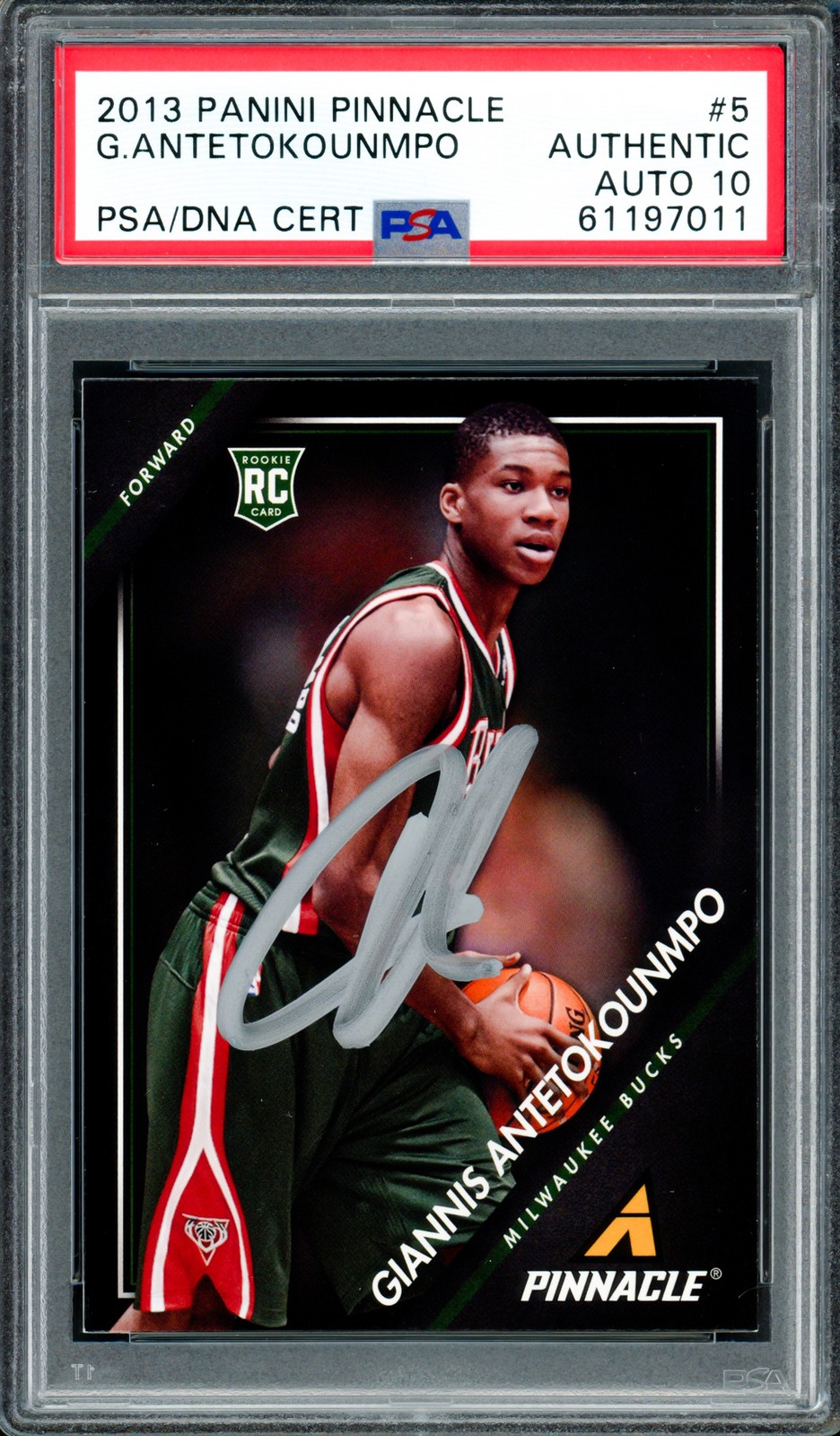 Giannis Antetokounmpo Signed 2013 Panini Pinnacle RC 5 Bucks Auto GM 10 PSA/DNA