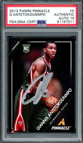 Giannis Antetokounmpo Signed 2013 Panini Pinnacle RC 5 Bucks Auto GM 10 PSA/DNA