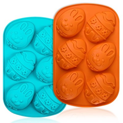 Easter Egg Molds 2 Pack Jumbo Easter Chocolate Molds Silicone Bunny Egg Muffi...
