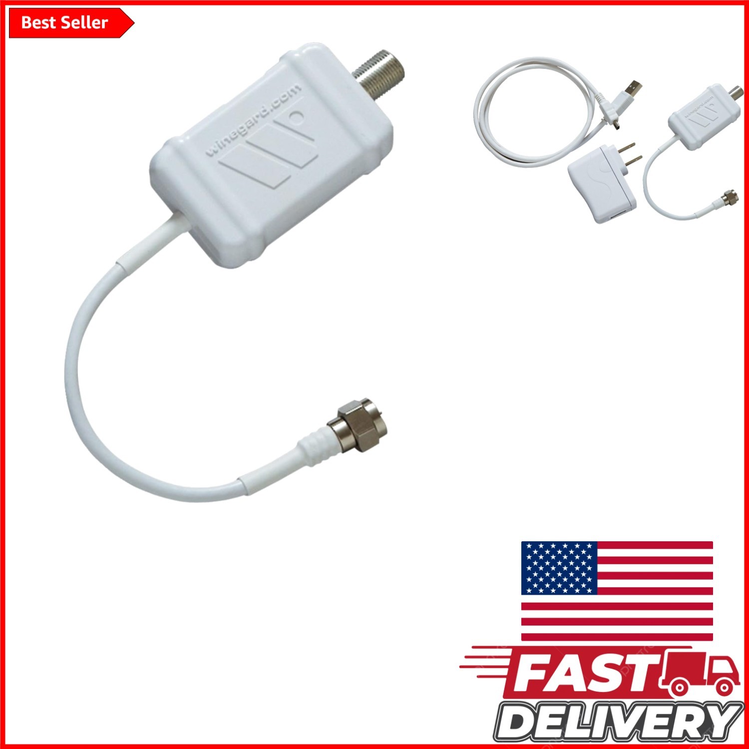 Ultra Low Noise TV Antenna Amplifier - Boost Signal & Minimize Pixelation, White