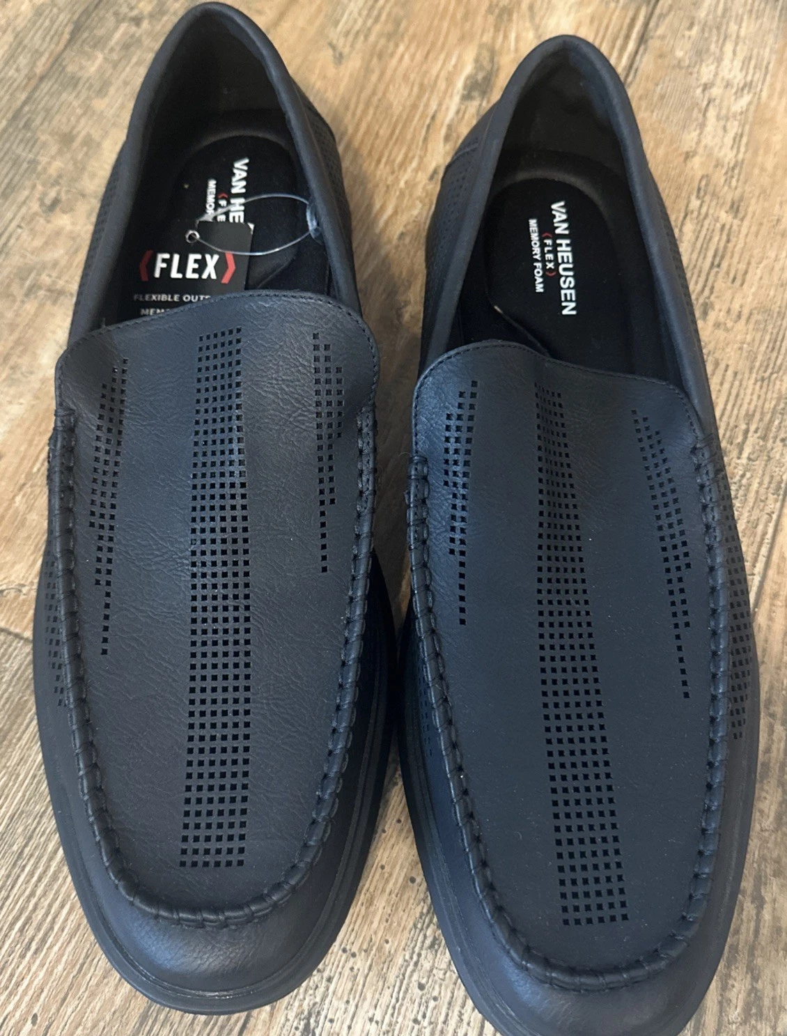 VANS Scarpe mocassino Van Heu Flex da uomo eleganti nere taglia 10 M memory foam NUOVE