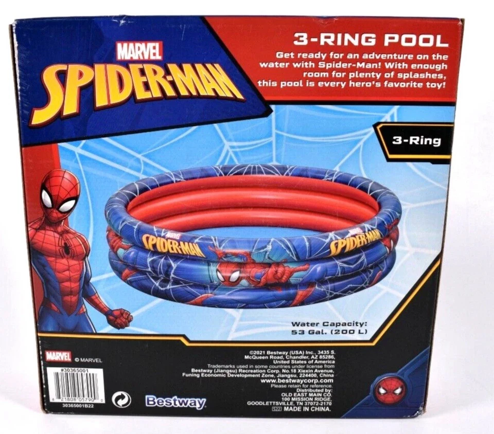 Marvel Spider-Man 3 Ring Inflatable Pool 48 x 48 x 12 inches Ages 2+ NEW - Image 3 of 4