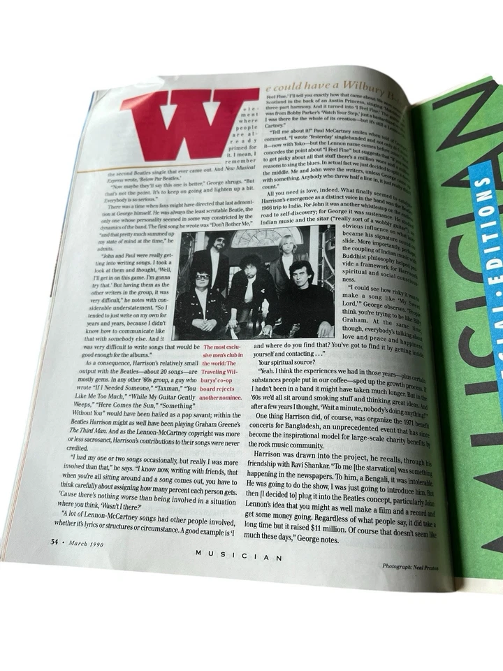 Musician Magazine March 1990 George Harrison King of the Wilburys, No Label - Image 3 of 4
