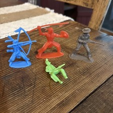 Vintage Plastic Cowboys Indians Figures 2" X 4