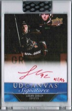 23/24 UPPER DECK CLEAR CUT LOGAN COOLEY CS-CO UD CANVAS SIGNATURES RED INK /92