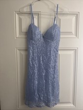 Windsor Medium Homecoming Formal Dress Short Sky Blue Sequin