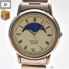 Vintage 1990 [Exc+5] SEIKO ALBA V338-6A20 Gold Moon Phase Men Quartz Watch JAPAN