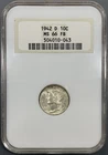 1942-D NGC MS66FS “Fatty” Mercury Silver Dime 10c - Lustrous Original
