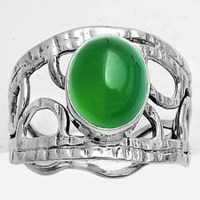 Natural Green Onyx 925 Sterling Silver Ring s.8 Jewelry R-1133